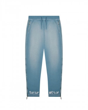 Light Denim Wash Men's Trapstar Script Sweatpants, Trapstar London | 2068XGKTZ