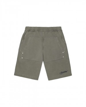 Olive Men's Trapstar Hyperdrive Reinforced Rivet Shorts, Trapstar London | 1234FCYRA