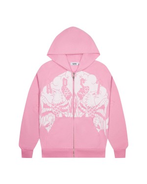 Pink Men's Trapstar x Ed Hardy Irongate Zip Through Hoodies, Trapstar London | 6572GZKAX