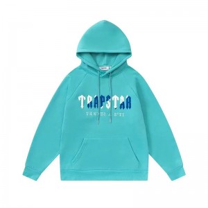 Turquoise Men's Trapstar Blue Logo Hoodies, Trapstar London | 3972DVZXG