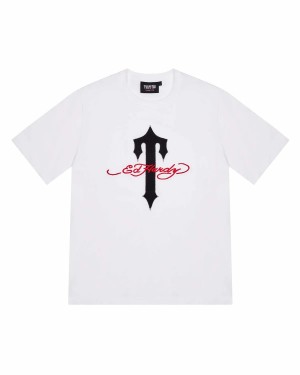 White Men's Trapstar X Ed Hardy Ironagte T-shirts, Trapstar London | 0817FLWVJ