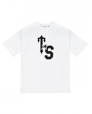 White / Black Men's Trapstar Ts Star T-shirts, Trapstar London | 8145TDMXF