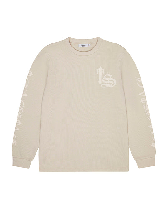 Beige Men\'s Trapstar Waffle LS Top Sweatshirts, Trapstar London | 1872PGVRE