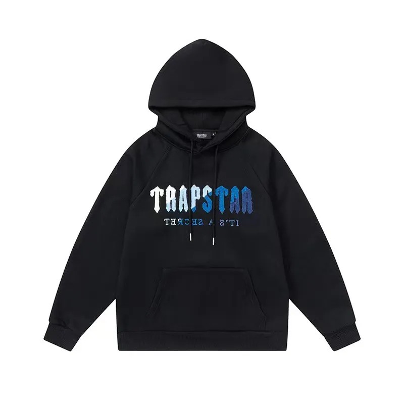 Black Men\'s Trapstar Blue Logo Hoodies, Trapstar London | 9043XINMS