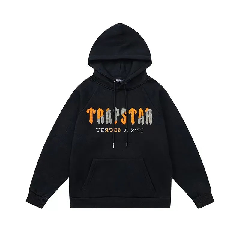 Black Men\'s Trapstar It’s A Secret Yellow Logo Hoodies, Trapstar London | 3185RDWCA