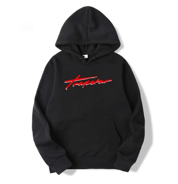 Black Men\'s Trapstar Red Logo Hoodies, Trapstar London | 0348IDOSB