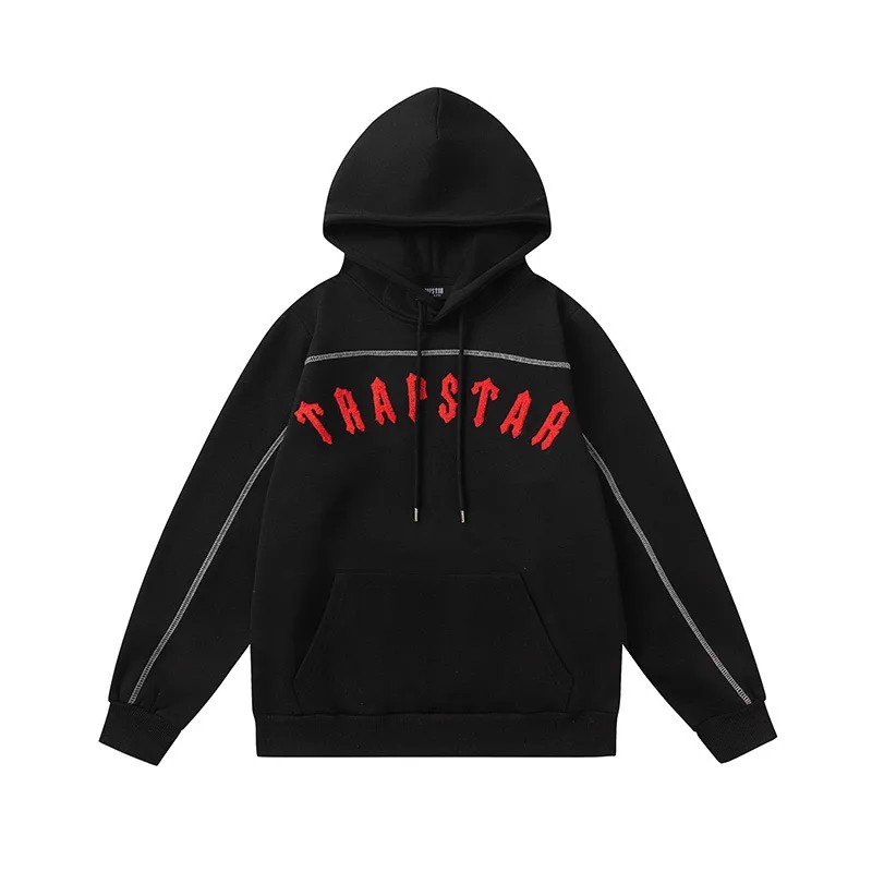 Black Men\'s Trapstar Red Logo Hoodies, Trapstar London | 6534OZQIW