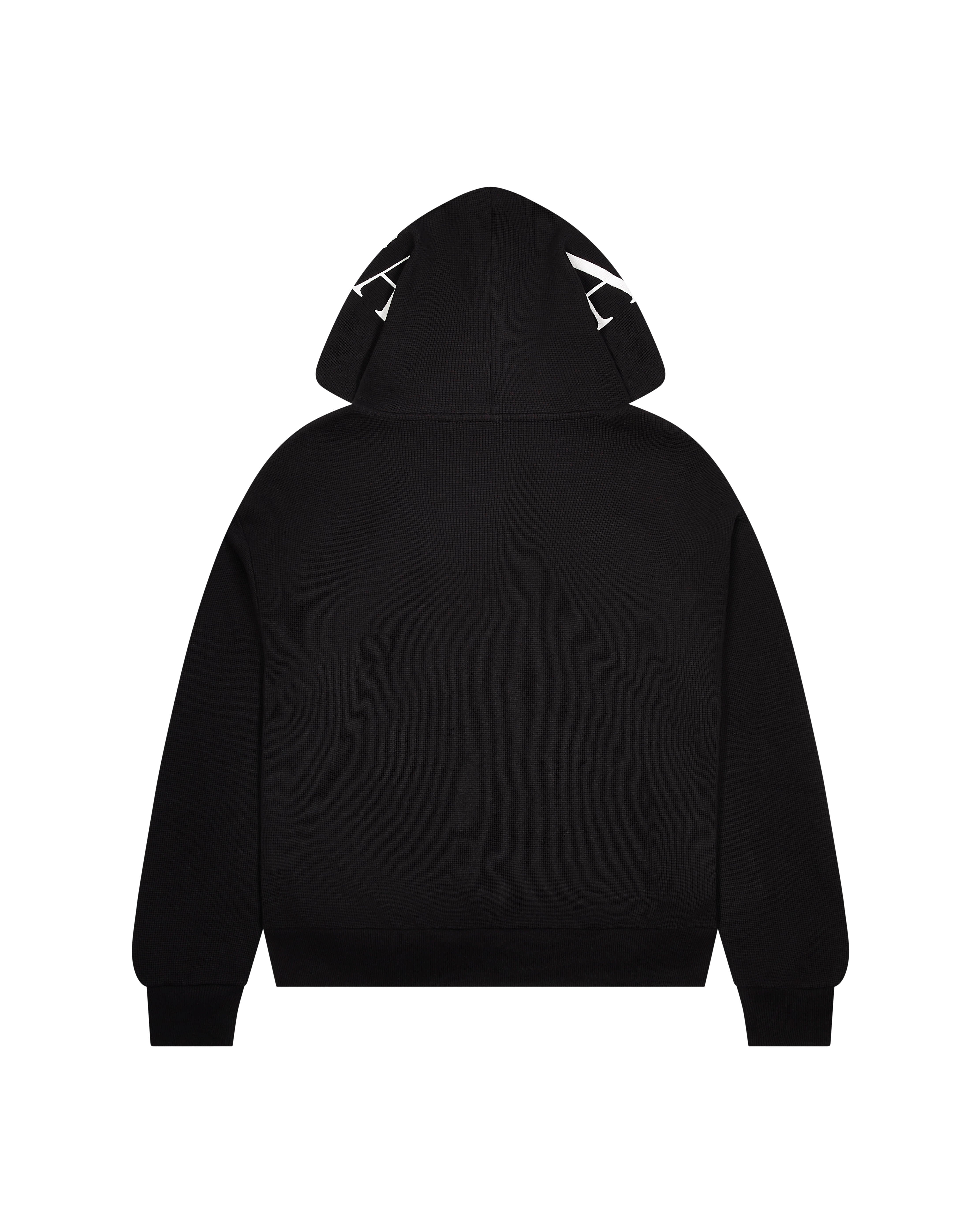 Black Men's Trapstar Script Waffle Hoodies, Trapstar London | 2375QJMNV