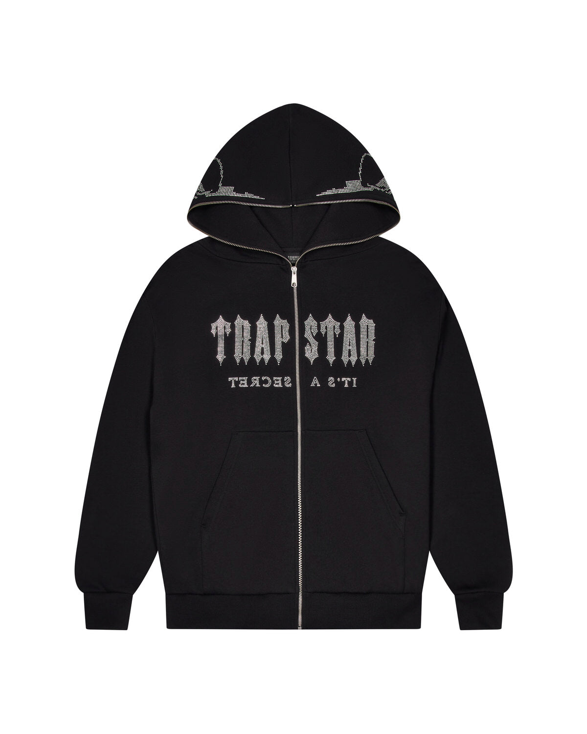 Black Men\'s Trapstar Skull Decoded Diamante Hoodies, Trapstar London | 9173LENRD