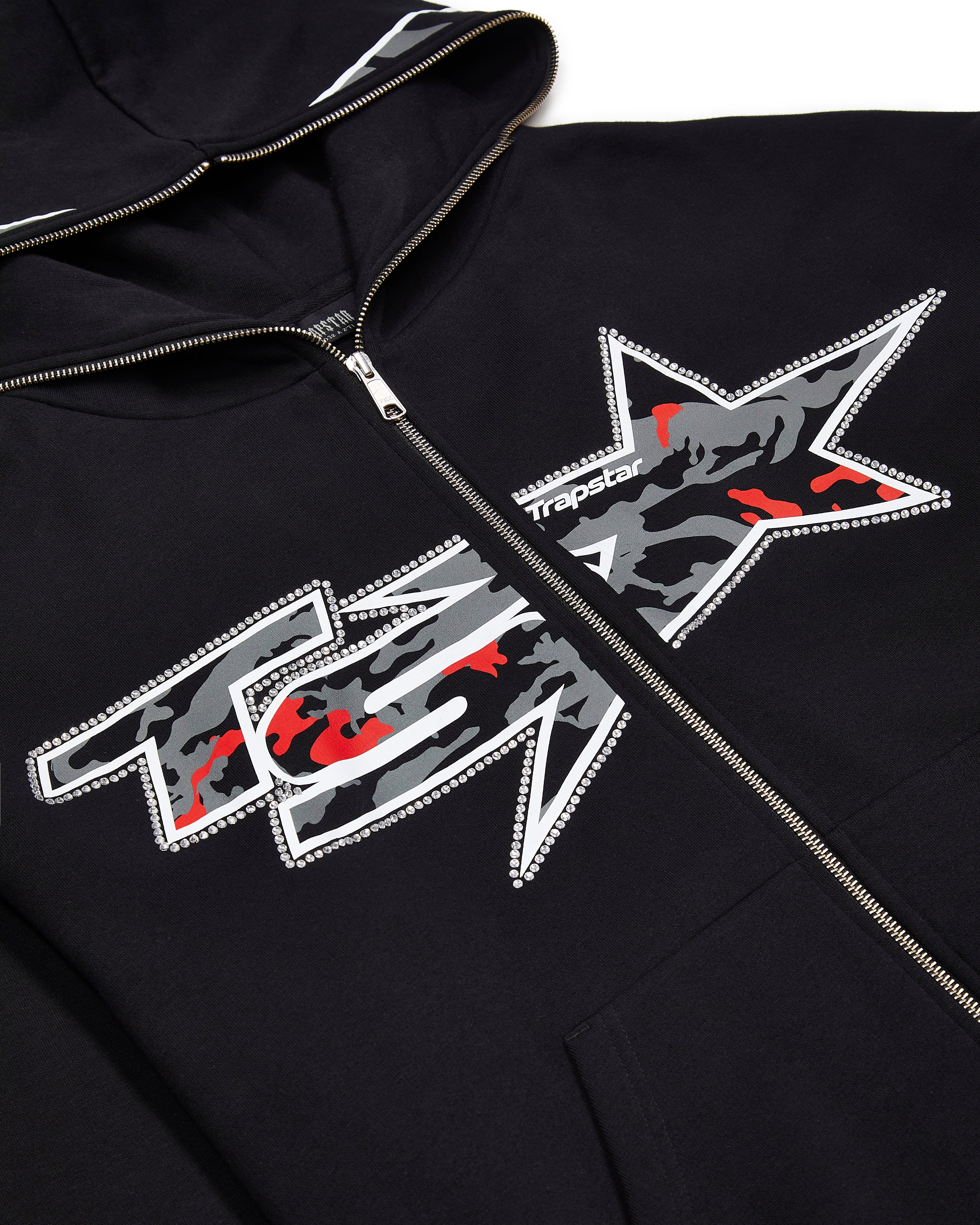 Black Men's Trapstar TS Star Camo Hoodies, Trapstar London | 0315XEGDZ