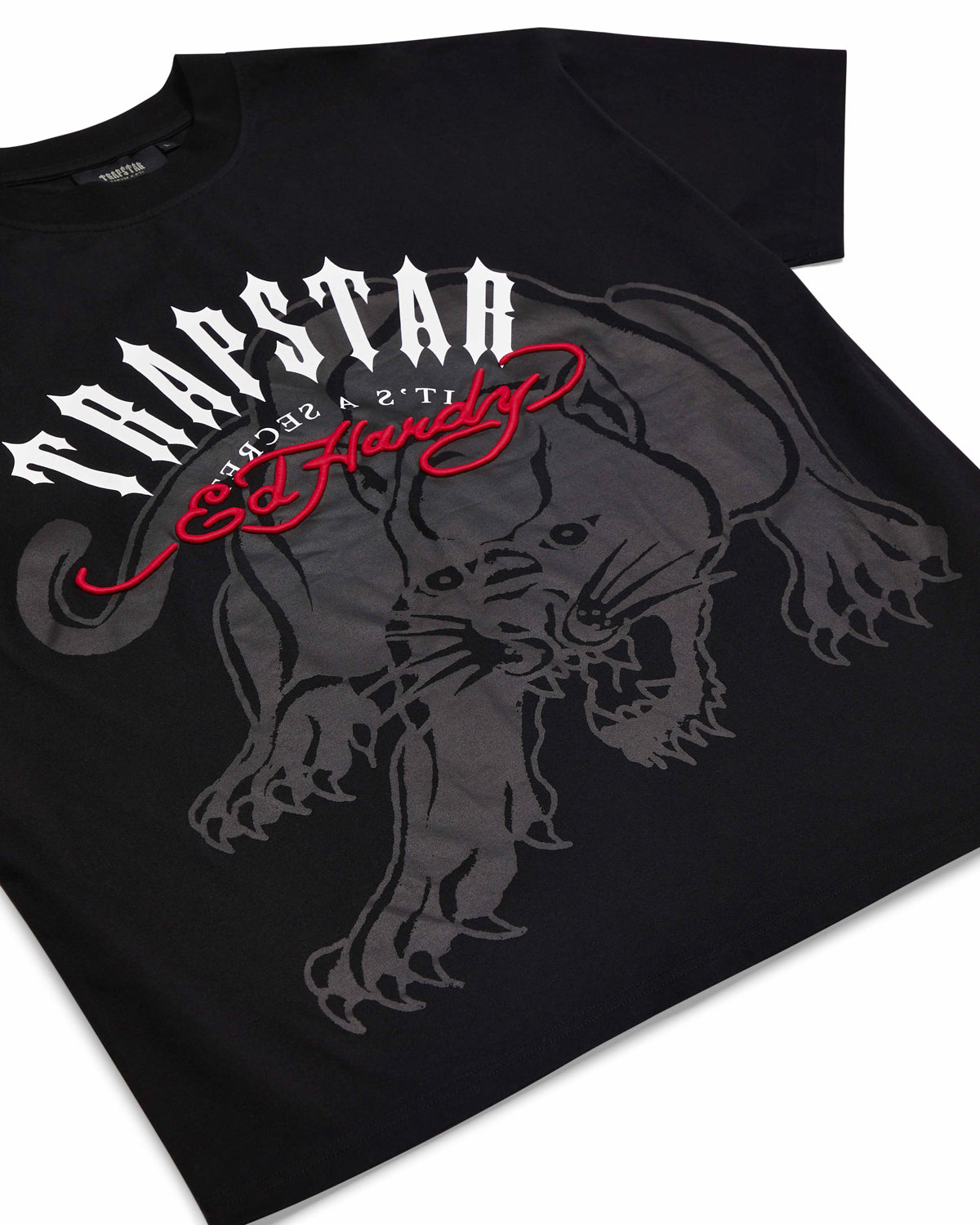 Black Men's Trapstar X Ed Hardy Arch T-shirts, Trapstar London | 3719AOEVF