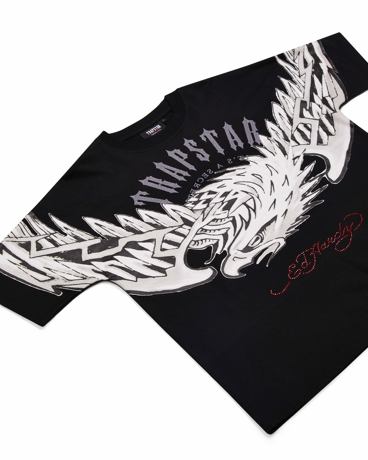 Black Men's Trapstar x Ed Hardy Arched Eagle T-shirts, Trapstar London | 1582HBQLX