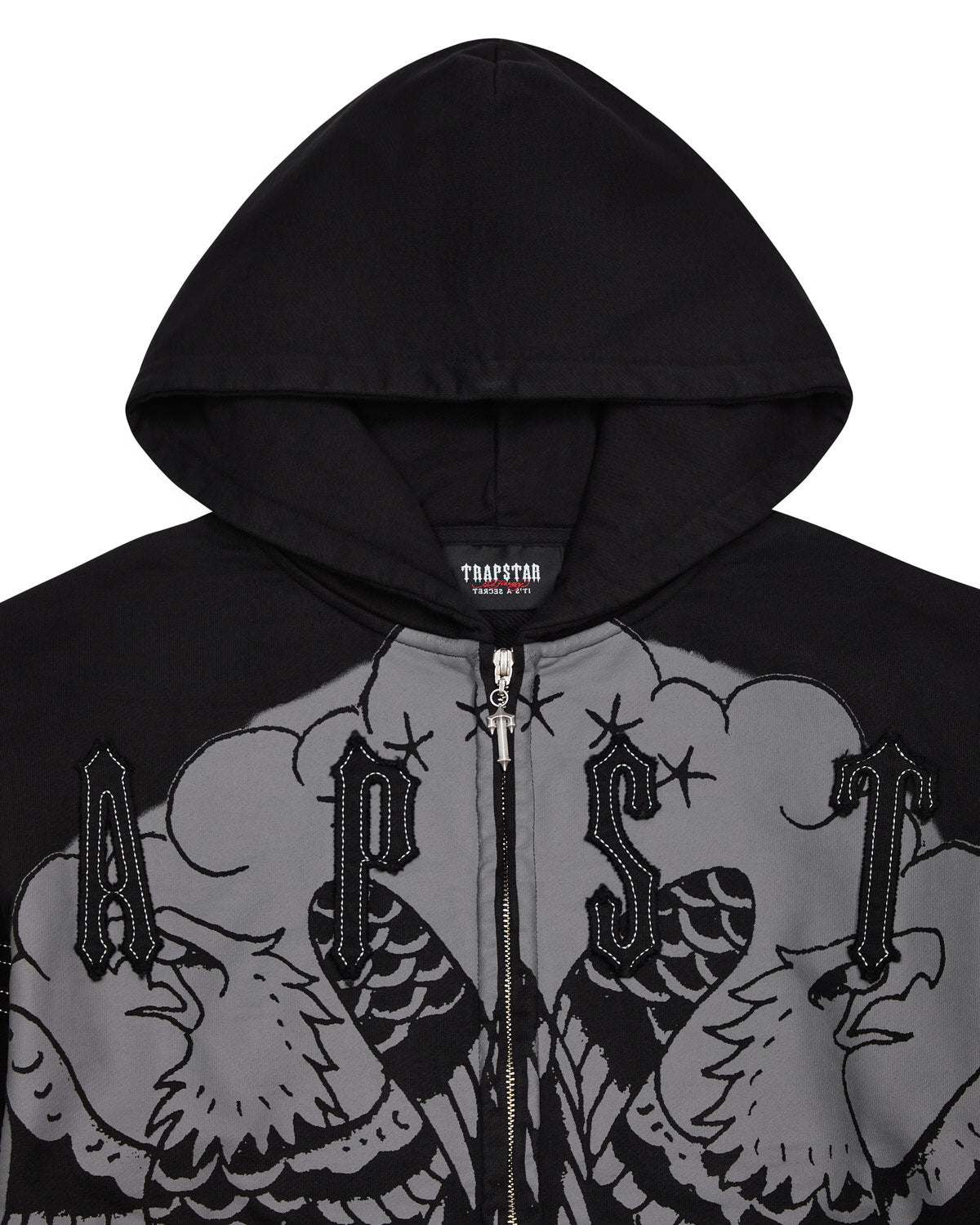 Black Men's Trapstar x Ed Hardy Irongate Zip Through Hoodies, Trapstar London | 6415YCVDL