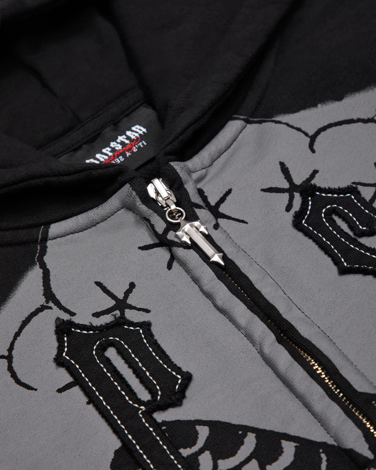 Black Men's Trapstar x Ed Hardy Irongate Zip Through Hoodies, Trapstar London | 6415YCVDL