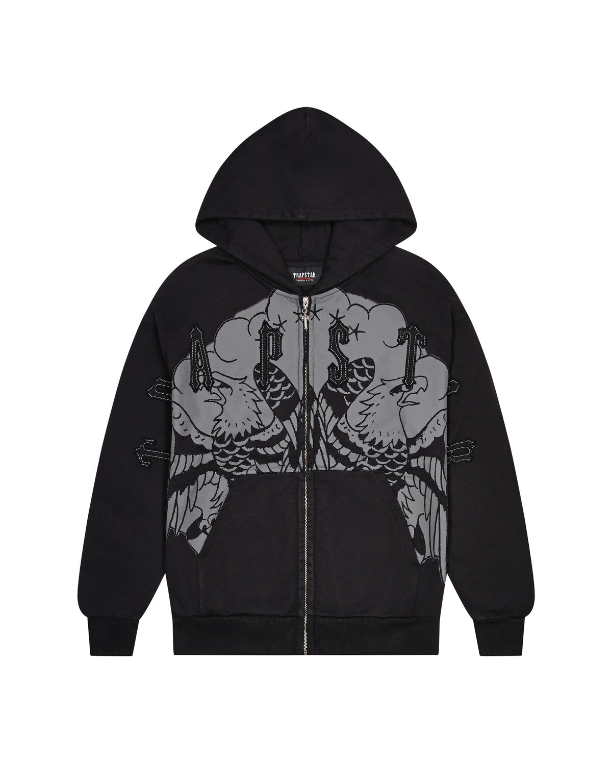 Black Men\'s Trapstar x Ed Hardy Irongate Zip Through Hoodies, Trapstar London | 6415YCVDL