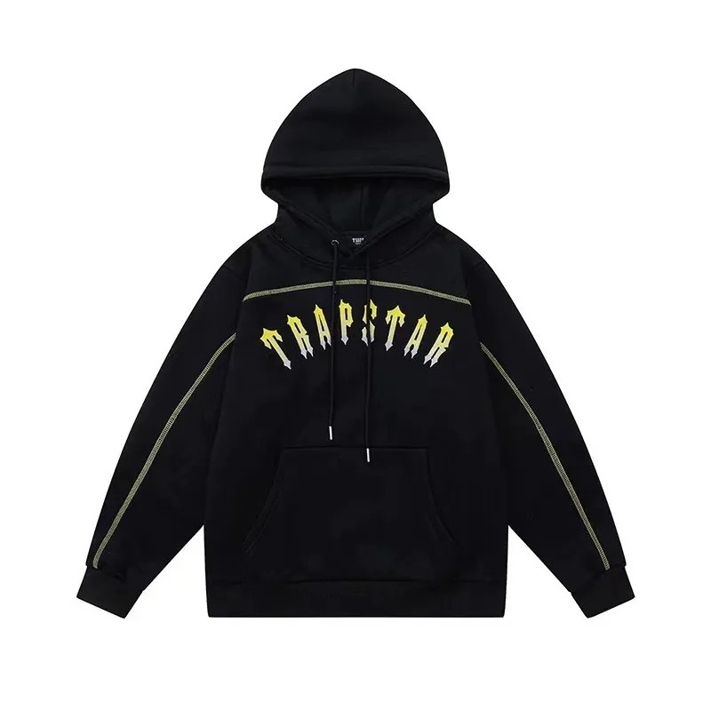 Black Men\'s Trapstar Yellow Logo Hoodies, Trapstar London | 2079ZEAFL