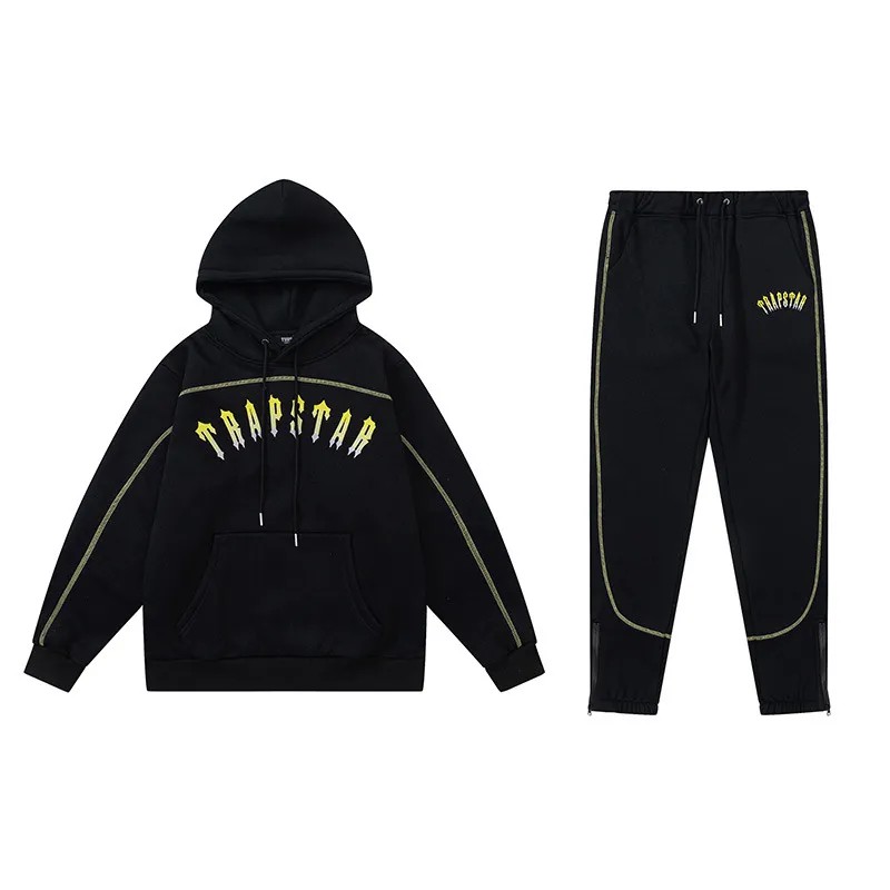 Black Men\'s Trapstar Yellow Logo Tracksuits, Trapstar London | 7296DVGET