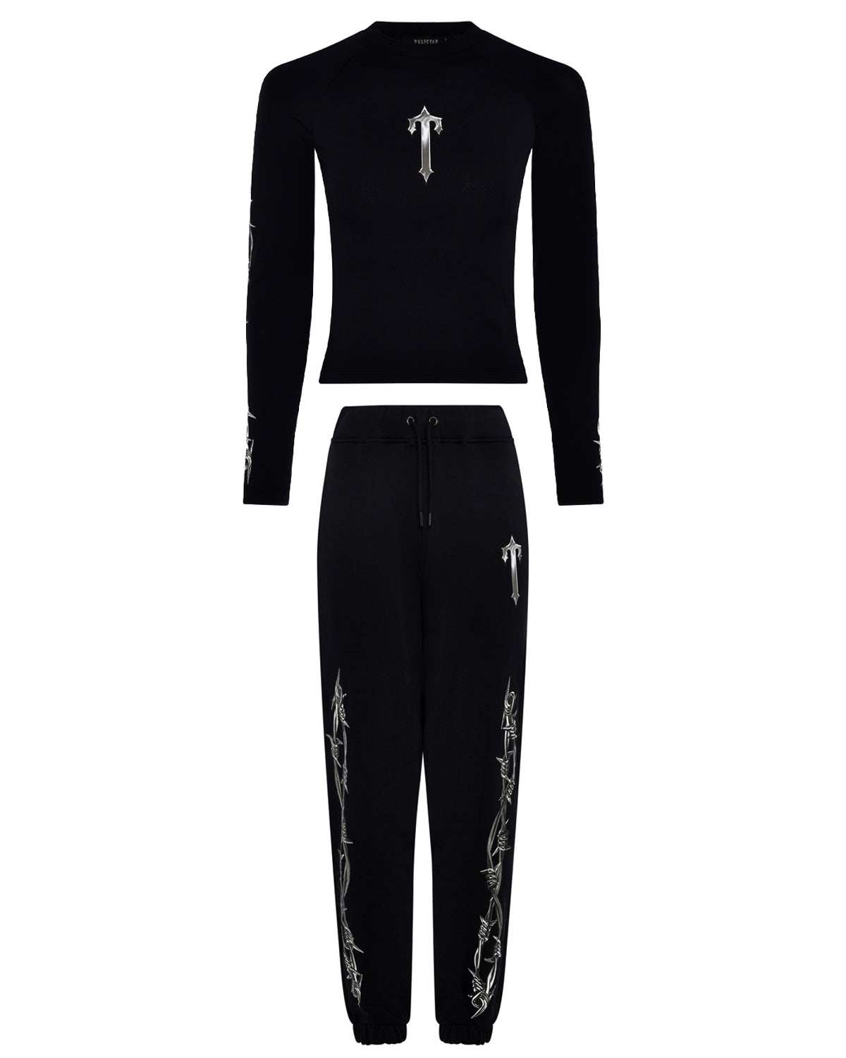 Black Women\'s Trapstar Barbed Wire Cropped Top Oversized Tracksuits, Trapstar London | 9703ZPQJK