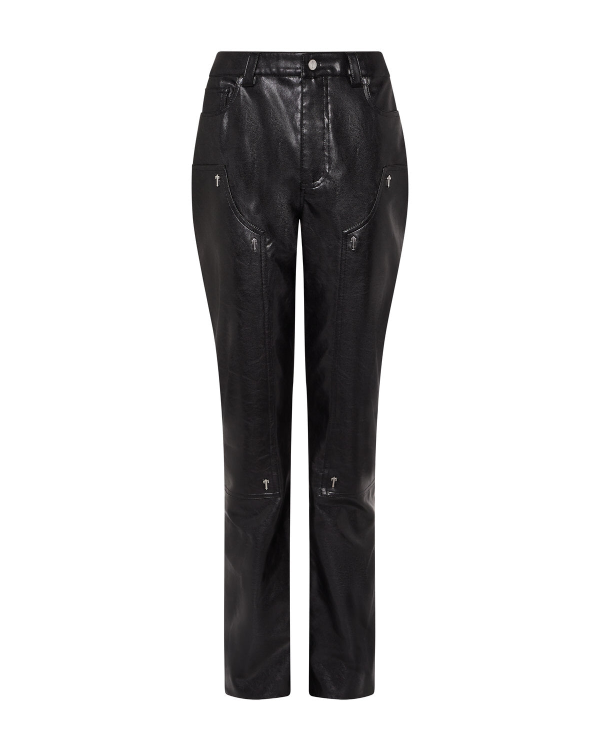 Black Women\'s Trapstar Irongate T Stud Vegan Leather Pants, Trapstar London | 6209RKMSI