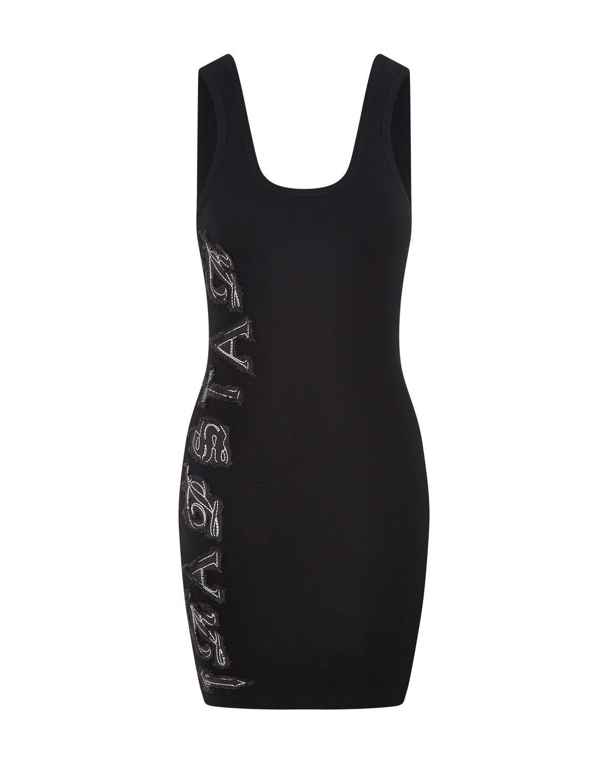 Black Women\'s Trapstar Script Denim Applique Tank Dress, Trapstar London | 7134HXJKE