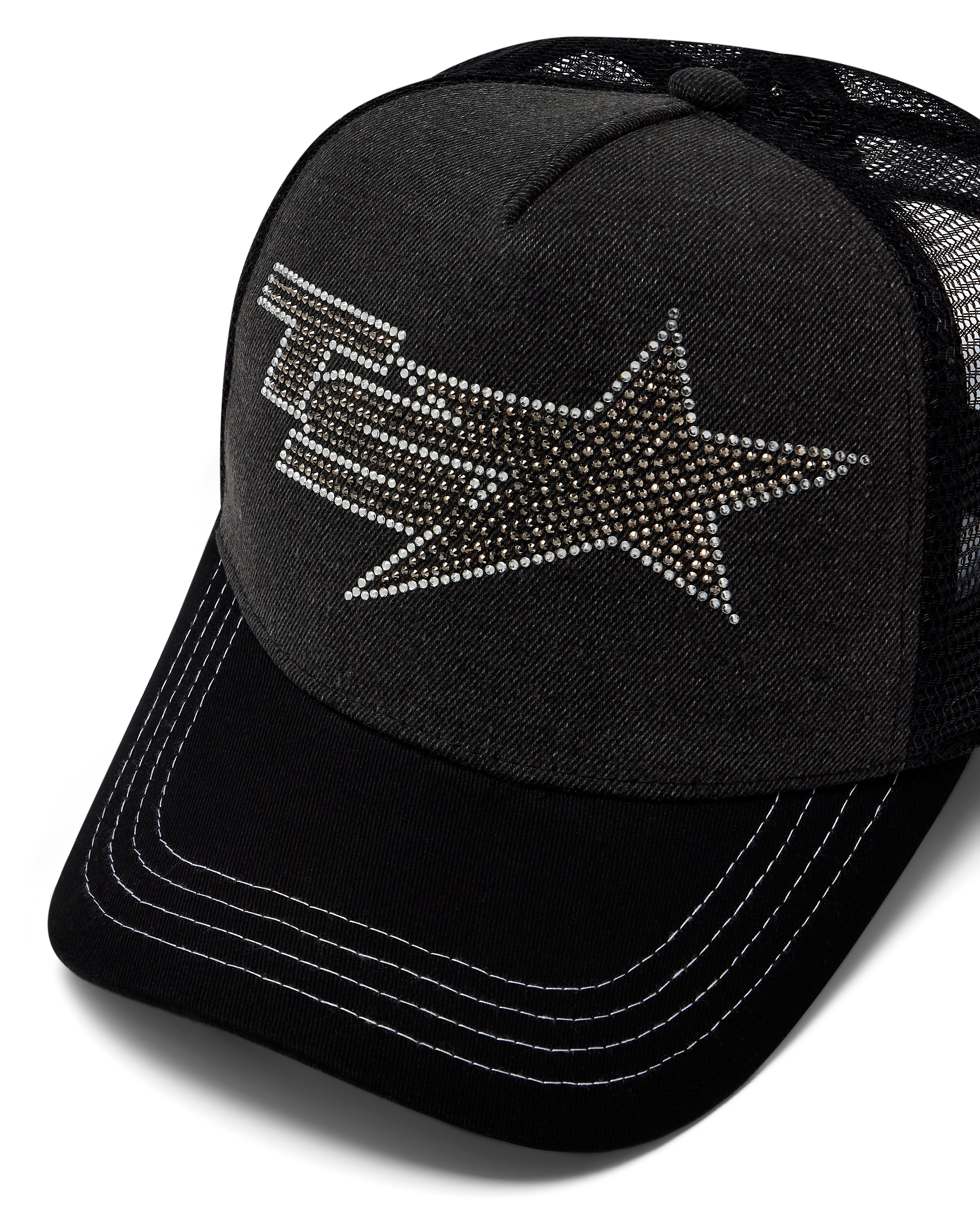 Black Women's Trapstar TS Star Diamante Trucker Caps, Trapstar London | 8316HAZUL