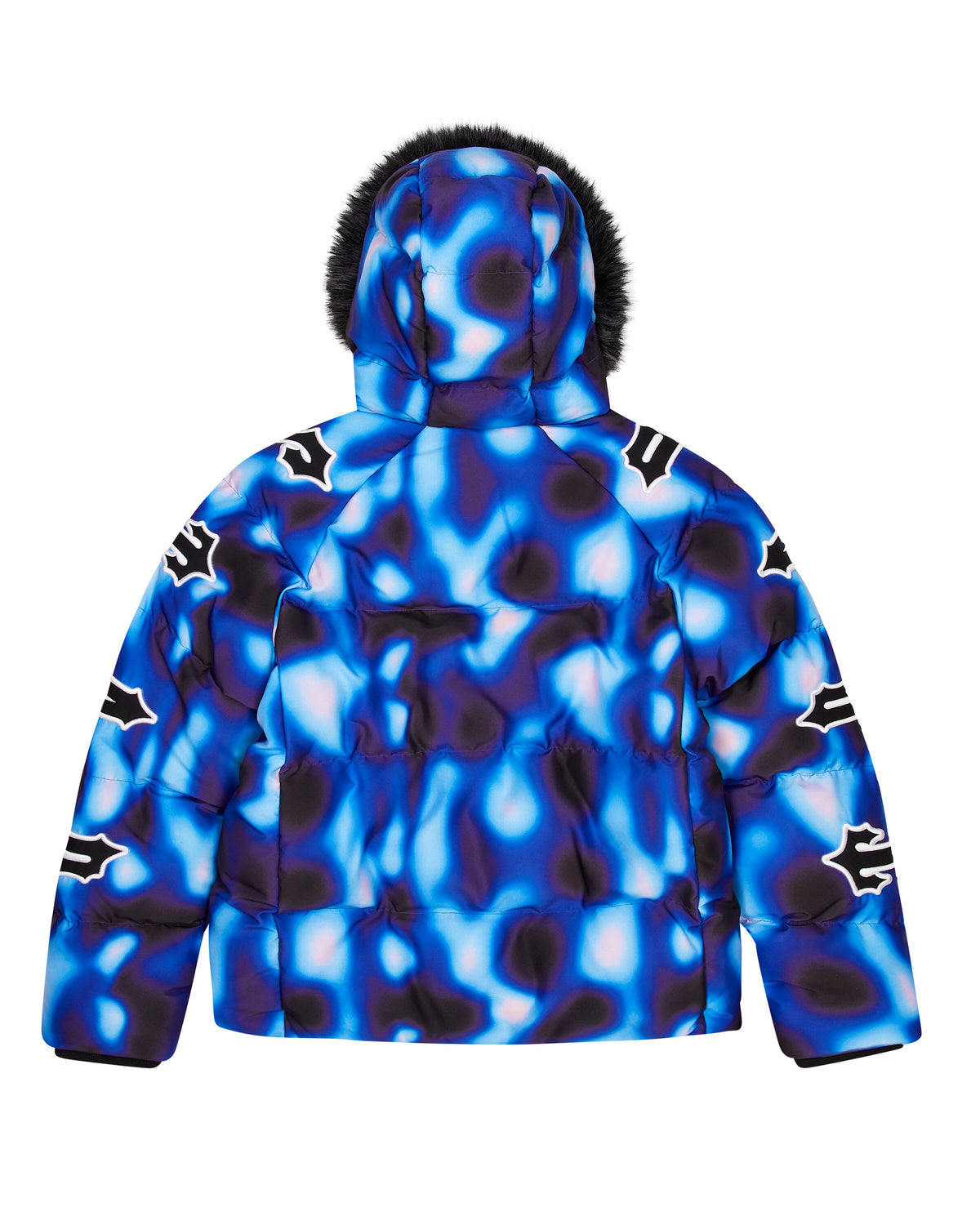 Black / Blue Men's Trapstar Hooded Irongate Sleeve Puffer Jackets, Trapstar London | 3750SXCVU