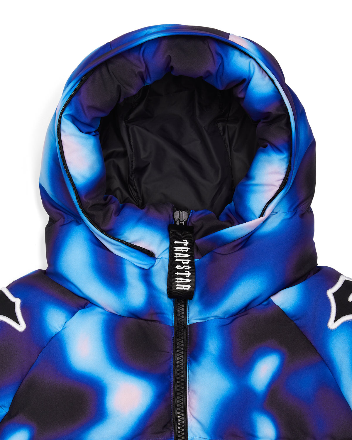 Black / Blue Men's Trapstar Hooded Irongate Sleeve Puffer Jackets, Trapstar London | 3750SXCVU