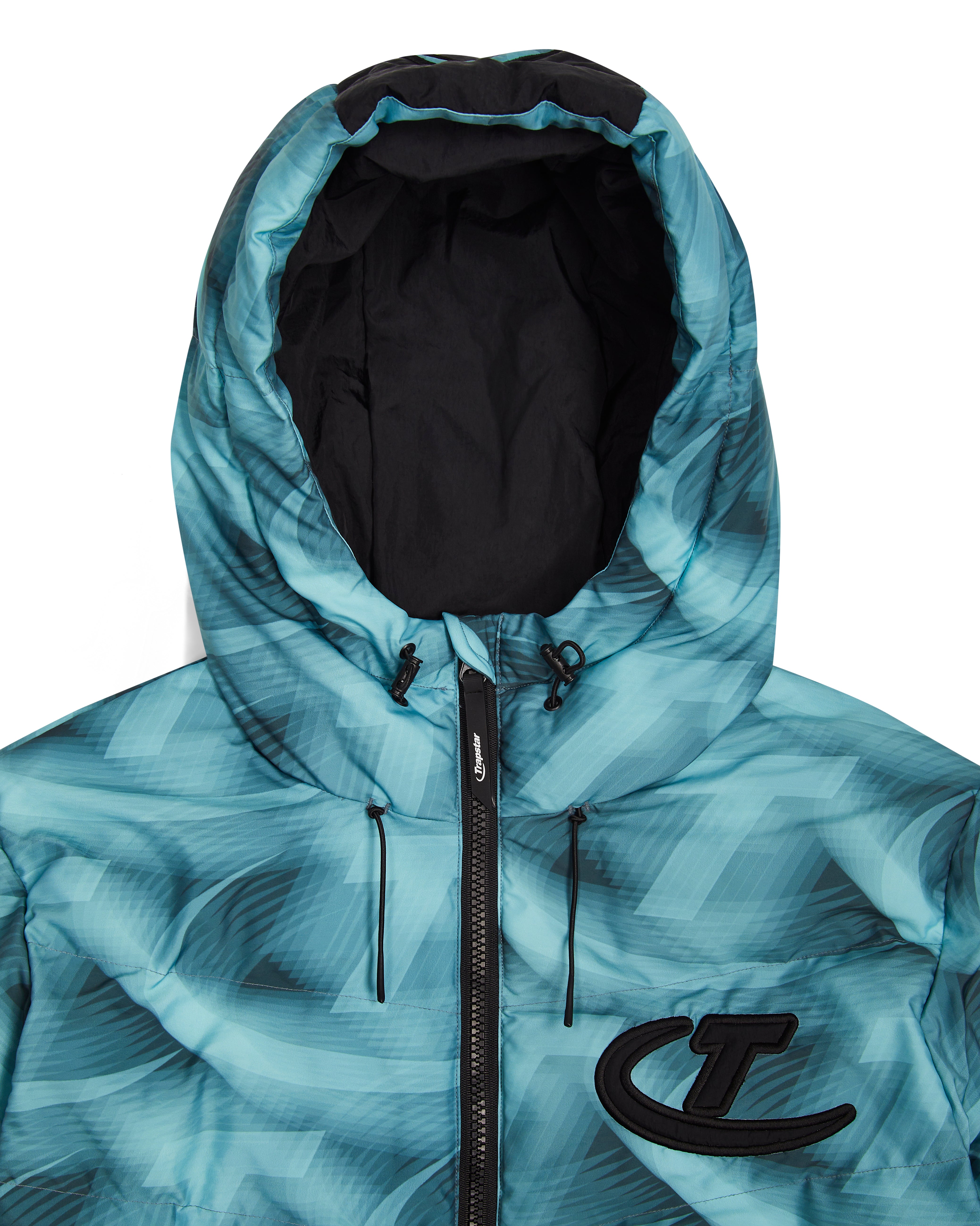 Black / Blue Men's Trapstar Hyperdrive Hooded Puffer Jackets, Trapstar London | 1240IVLBT