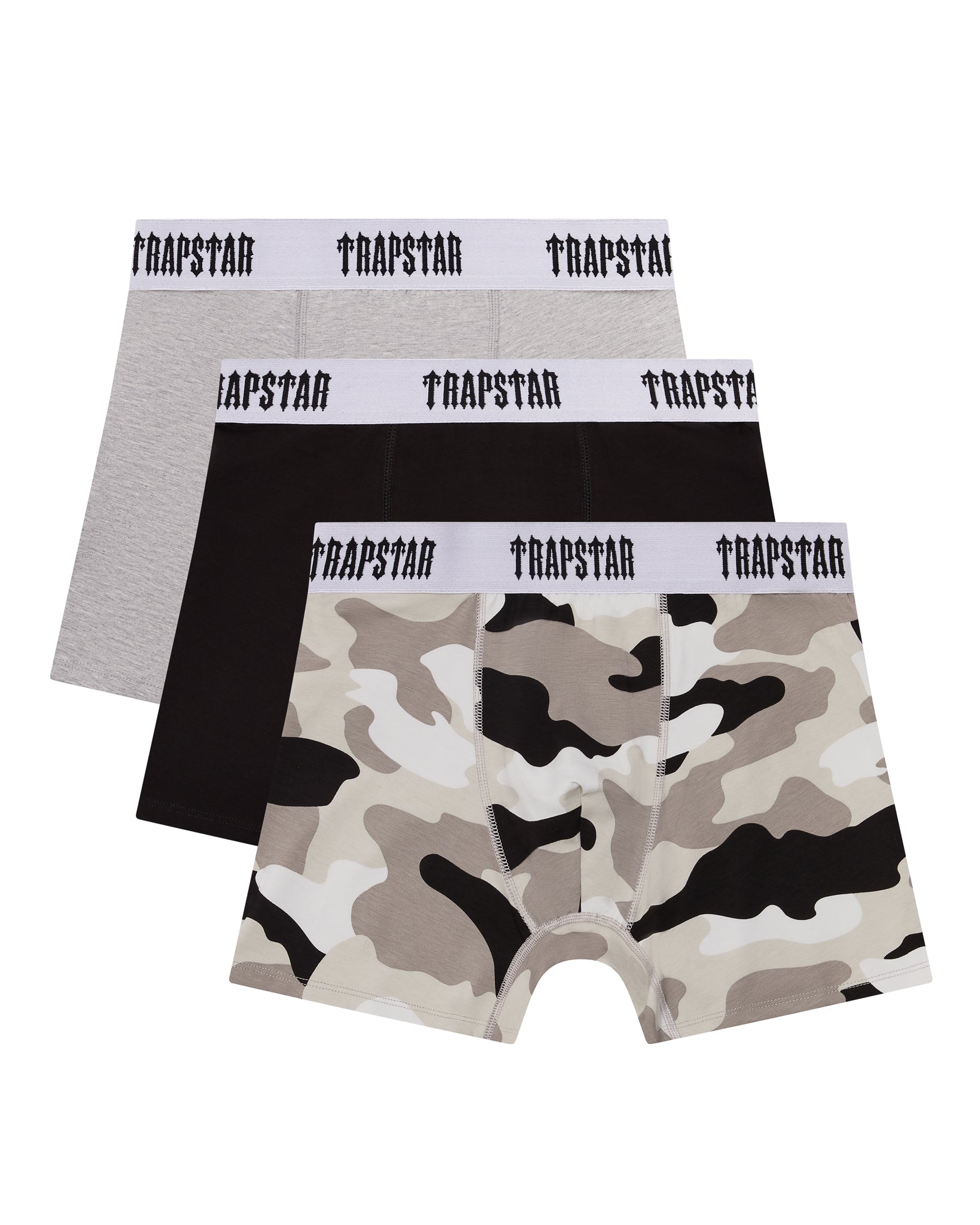 Black / Grey / Camo Men\'s Trapstar 3 Pack Boxer, Trapstar London | 7436GEYCK