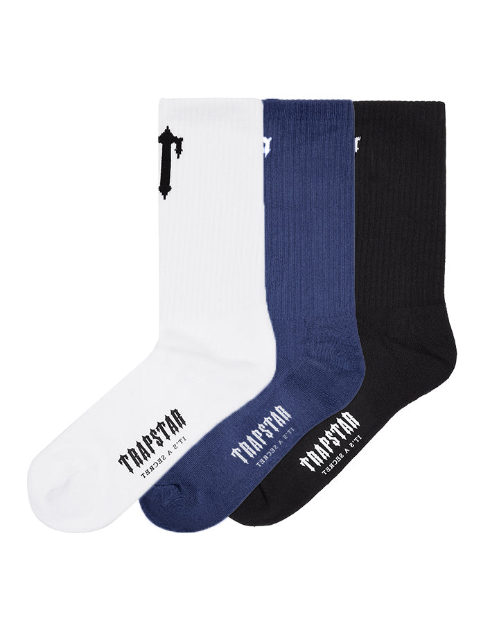 Black / Navy / White Men\'s Trapstar 3 Pack Irongate T Socks, Trapstar London | 5893XRJCK