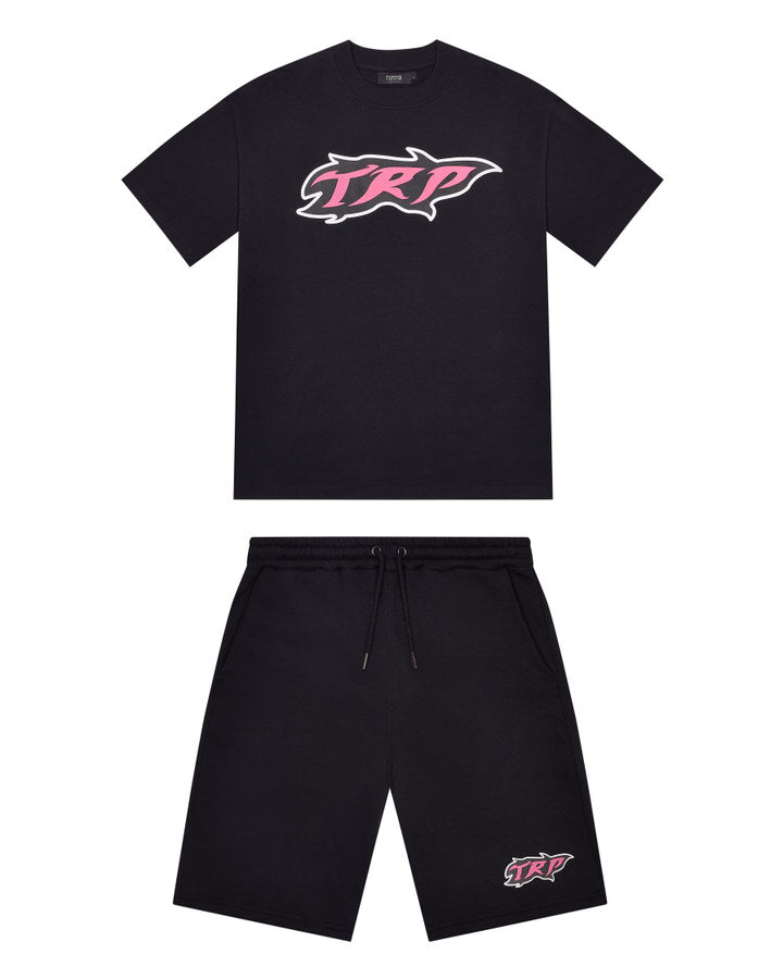 Black / Pink Men's Trapstar TRP Flame Shorts, Trapstar London | 0179YLICS