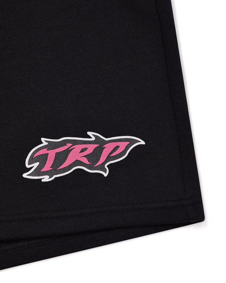 Black / Pink Men's Trapstar TRP Flame Shorts, Trapstar London | 0179YLICS