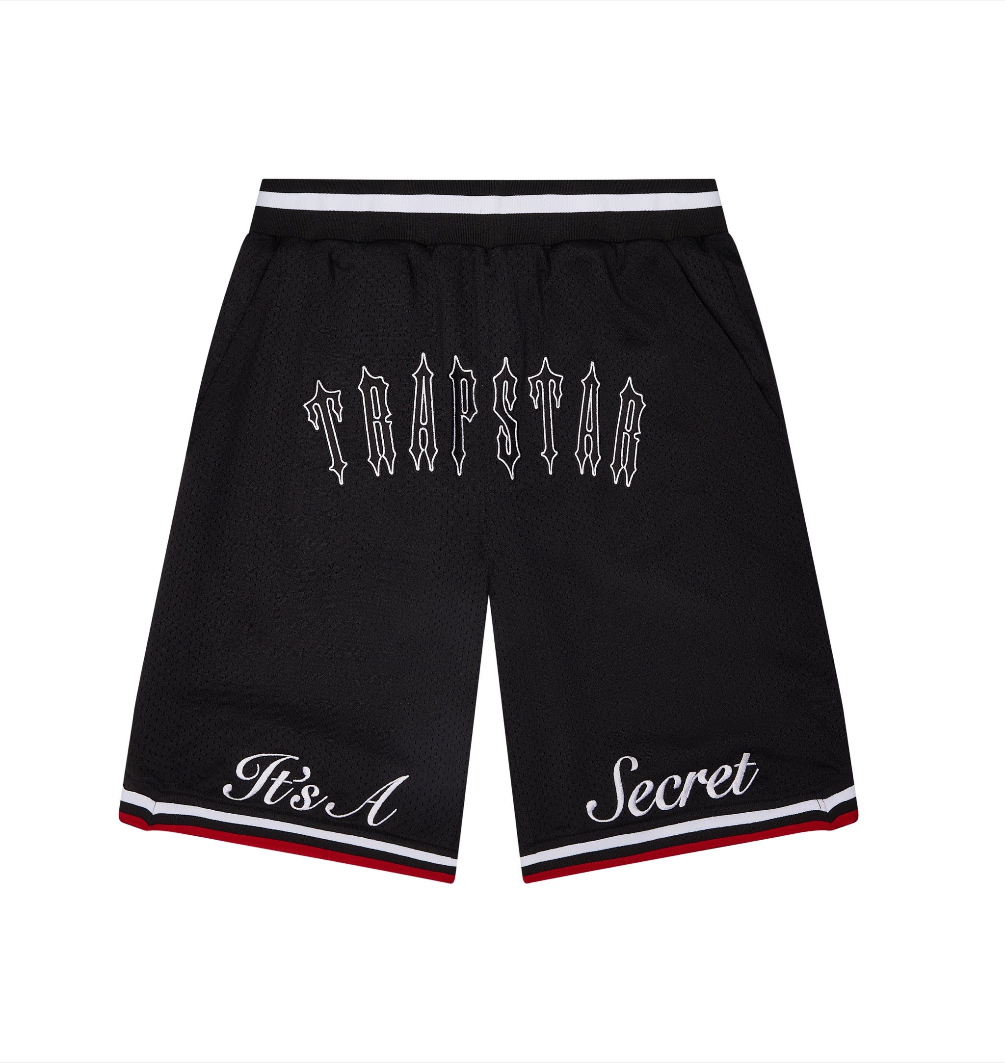 Black / Red Men\'s Trapstar It\'s A Secret Irongate Arch Shorts, Trapstar London | 3194SFKLH