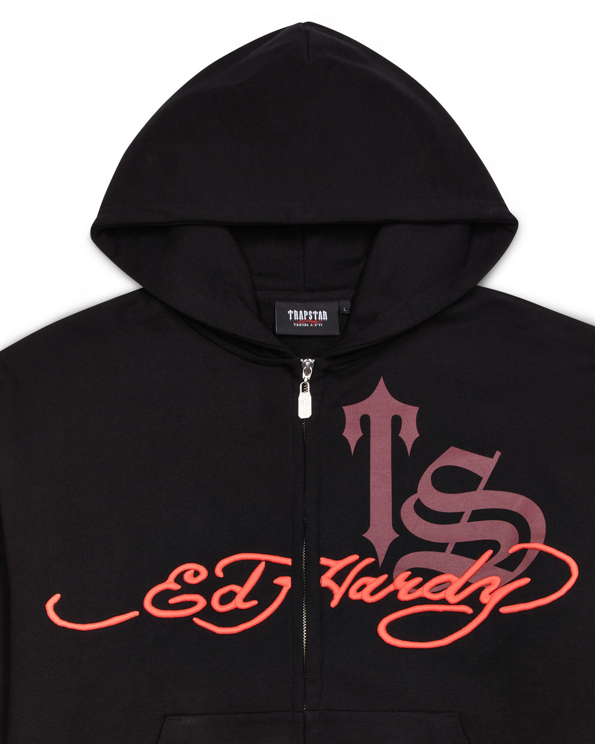 Black / Red Men's Trapstar x Ed Hardy Script Hoodies, Trapstar London | 8261UBKTE