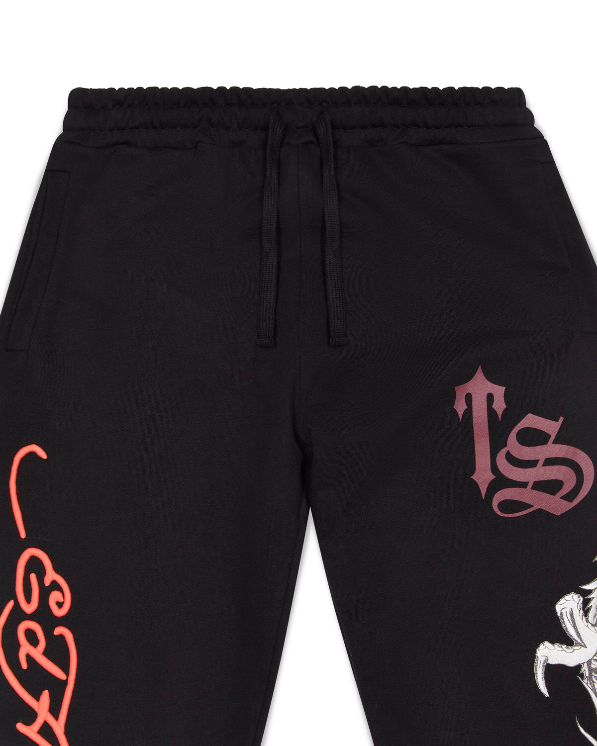 Black / Red Men's Trapstar x Ed Hardy Script Sweatpants, Trapstar London | 7482CNJUD