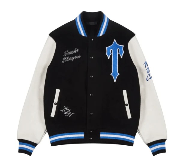 Black / White Men\'s Trapstar Snake Slayers Varsity Jackets, Trapstar London | 8416JFRQV