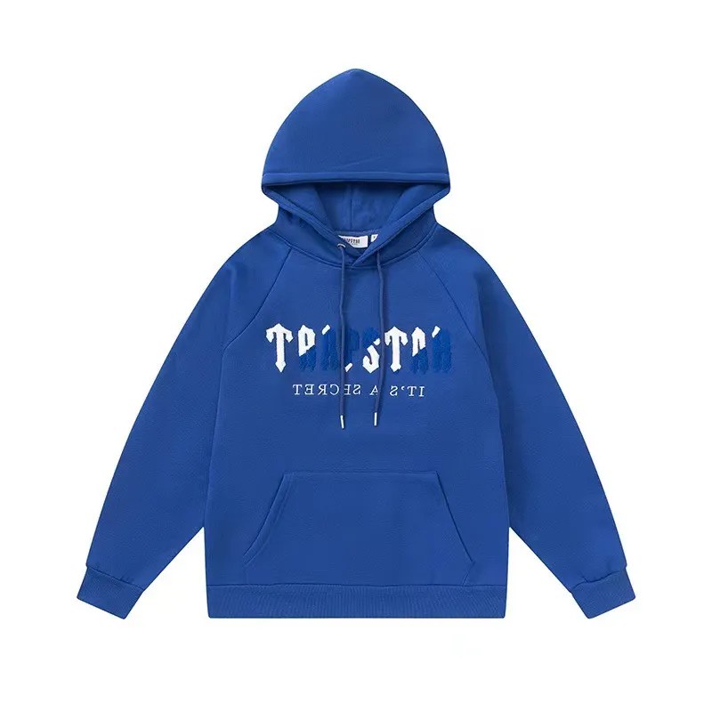 Blue Men\'s Trapstar Blue Logo Hoodies, Trapstar London | 0748CZNXB