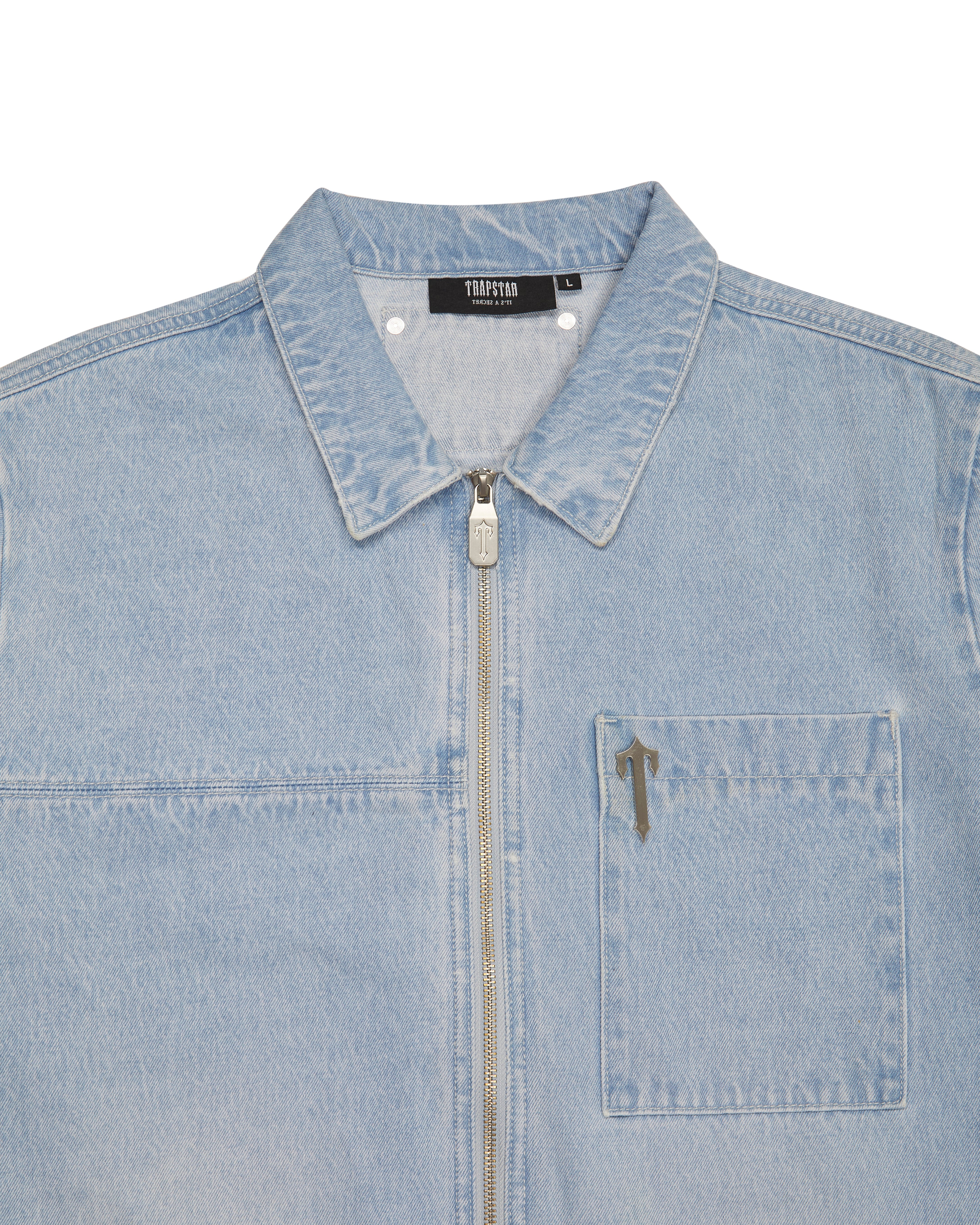 Blue Men's Trapstar Deconstruct Rivet Shirts, Trapstar London | 9613BYMPN