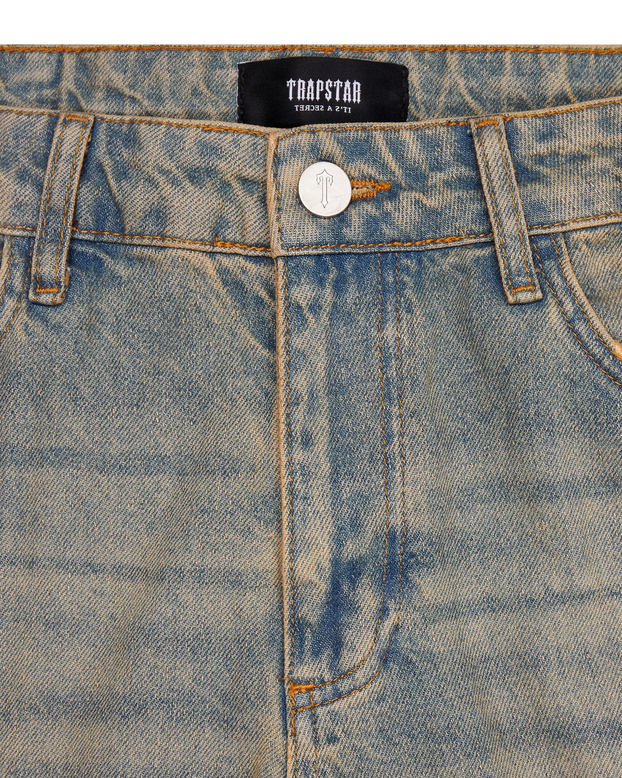 Blue Men's Trapstar Irongate Panel Denim Jeans, Trapstar London | 1786HSTIC