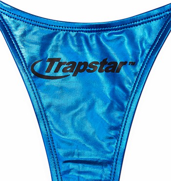 Blue Women's Trapstar Hyperdrive Metallic Tie Side Bikini Bottoms, Trapstar London | 3685KRCAS