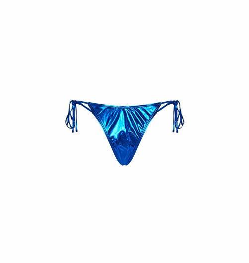 Blue Women's Trapstar Hyperdrive Metallic Tie Side Bikini Bottoms, Trapstar London | 3685KRCAS