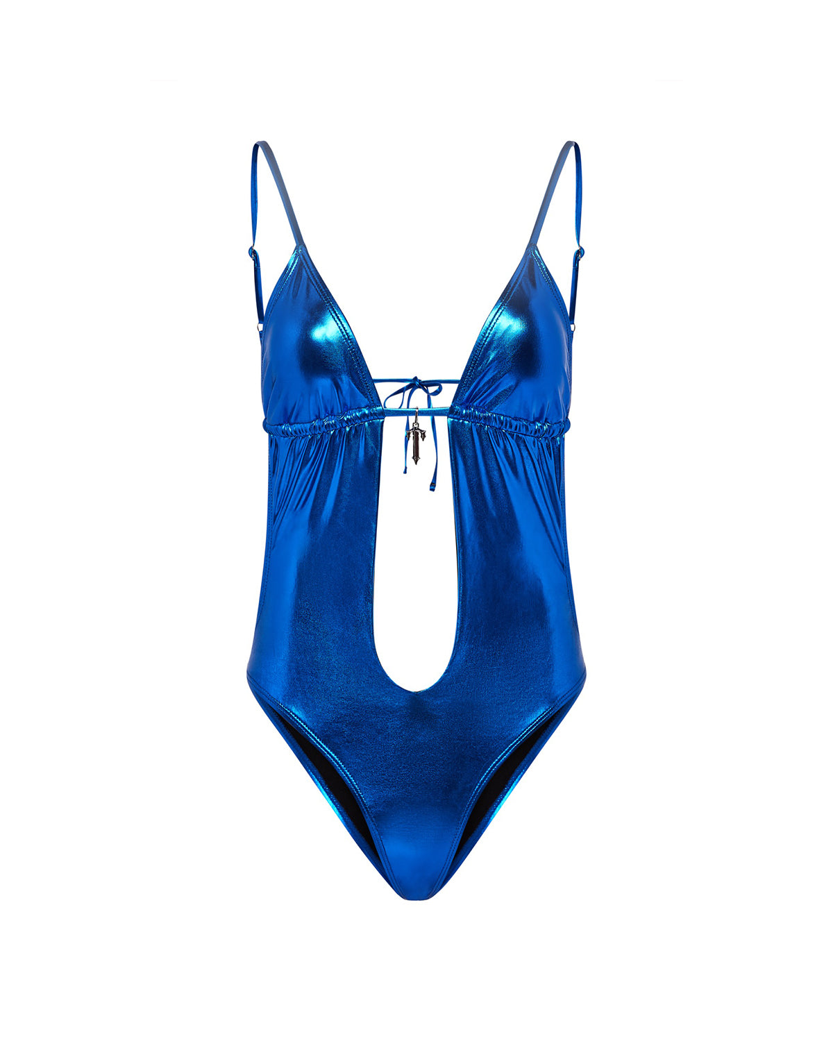 Blue Women\'s Trapstar Metallic Cutout One Piece Swimsuit, Trapstar London | 7520POFVJ