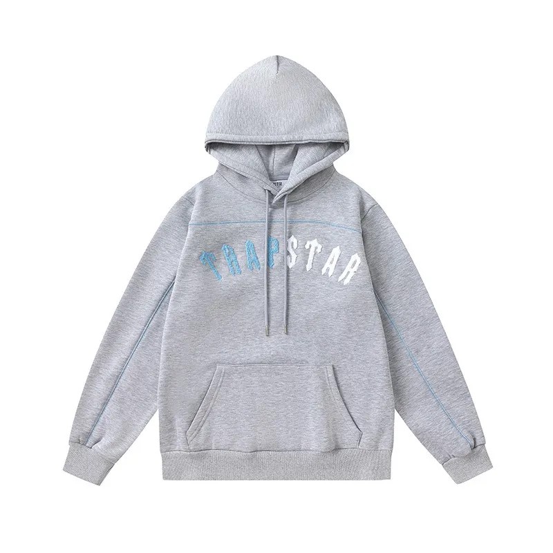 Grey Men\'s Trapstar Blue-White Logo Hoodies, Trapstar London | 1264OASKE