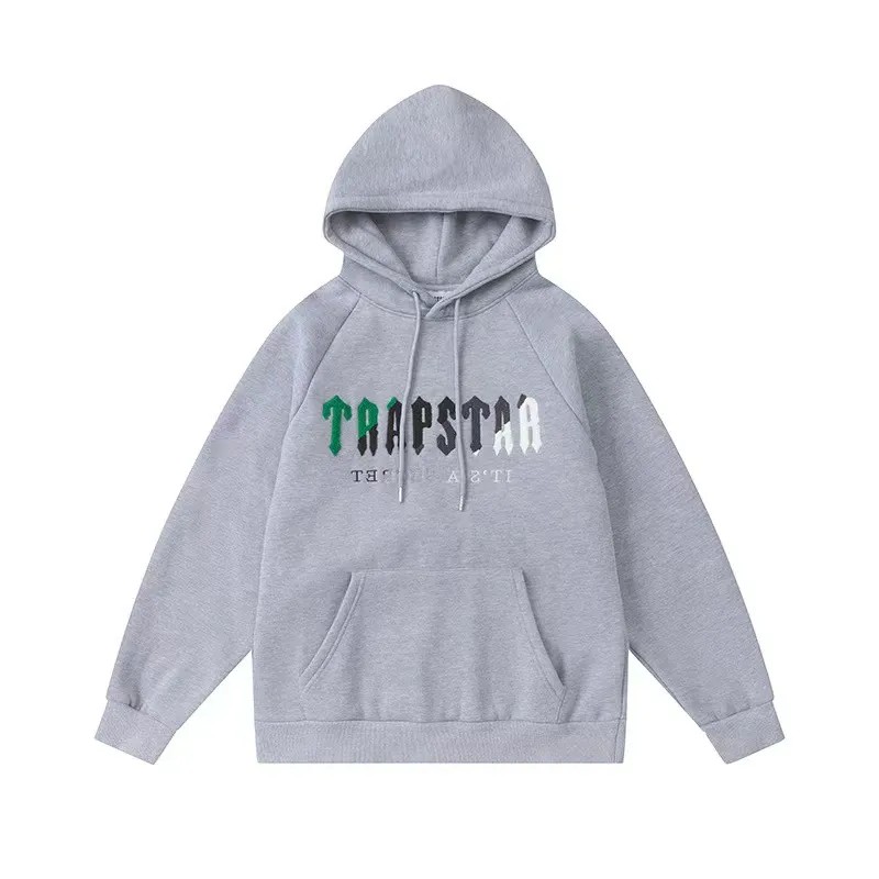 Grey Men\'s Trapstar It’s A Secret Green-Gray Logo Hoodies, Trapstar London | 4902LFSYD