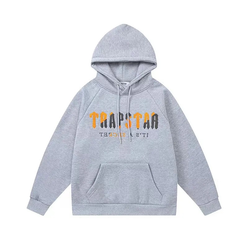 Grey Men\'s Trapstar It’s A Secret Yellow Logo Hoodies, Trapstar London | 9238HJWTA