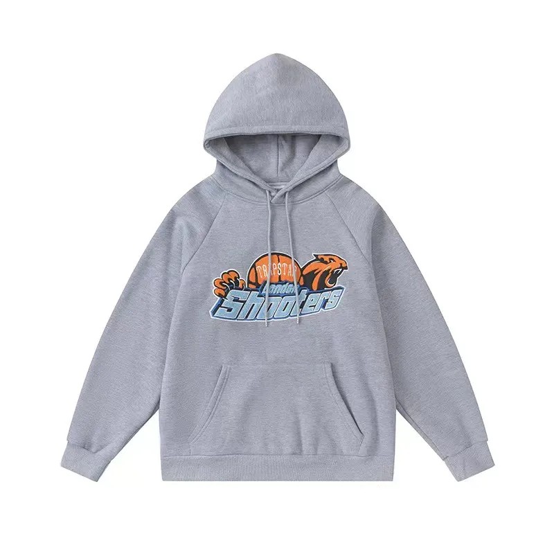 Grey Men\'s Trapstar Shooters Orange Logo Hoodies, Trapstar London | 5213QJARH