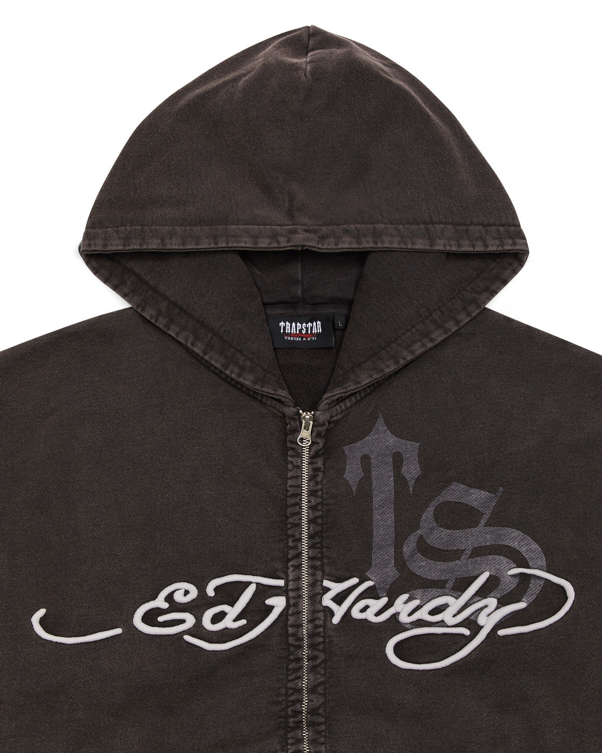 Grey Men's Trapstar x Ed Hardy Script Hoodies, Trapstar London | 3402UBLIV