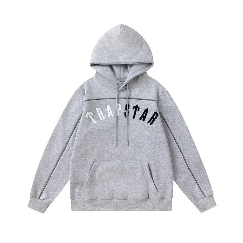 Grey Men\'s Trapstar White-Black Logo Hoodies, Trapstar London | 4975YMKXG