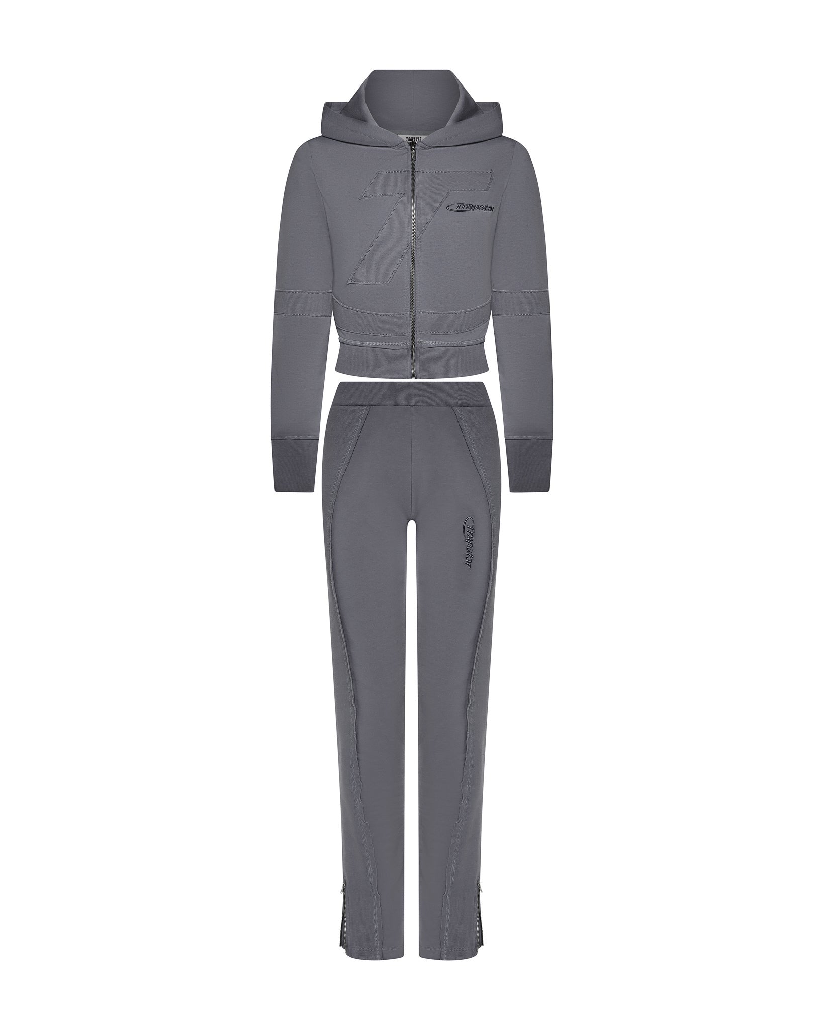 Grey Women's Trapstar Hyperdrive Rib Panel Zip Tracksuits, Trapstar London | 2674FCHYX