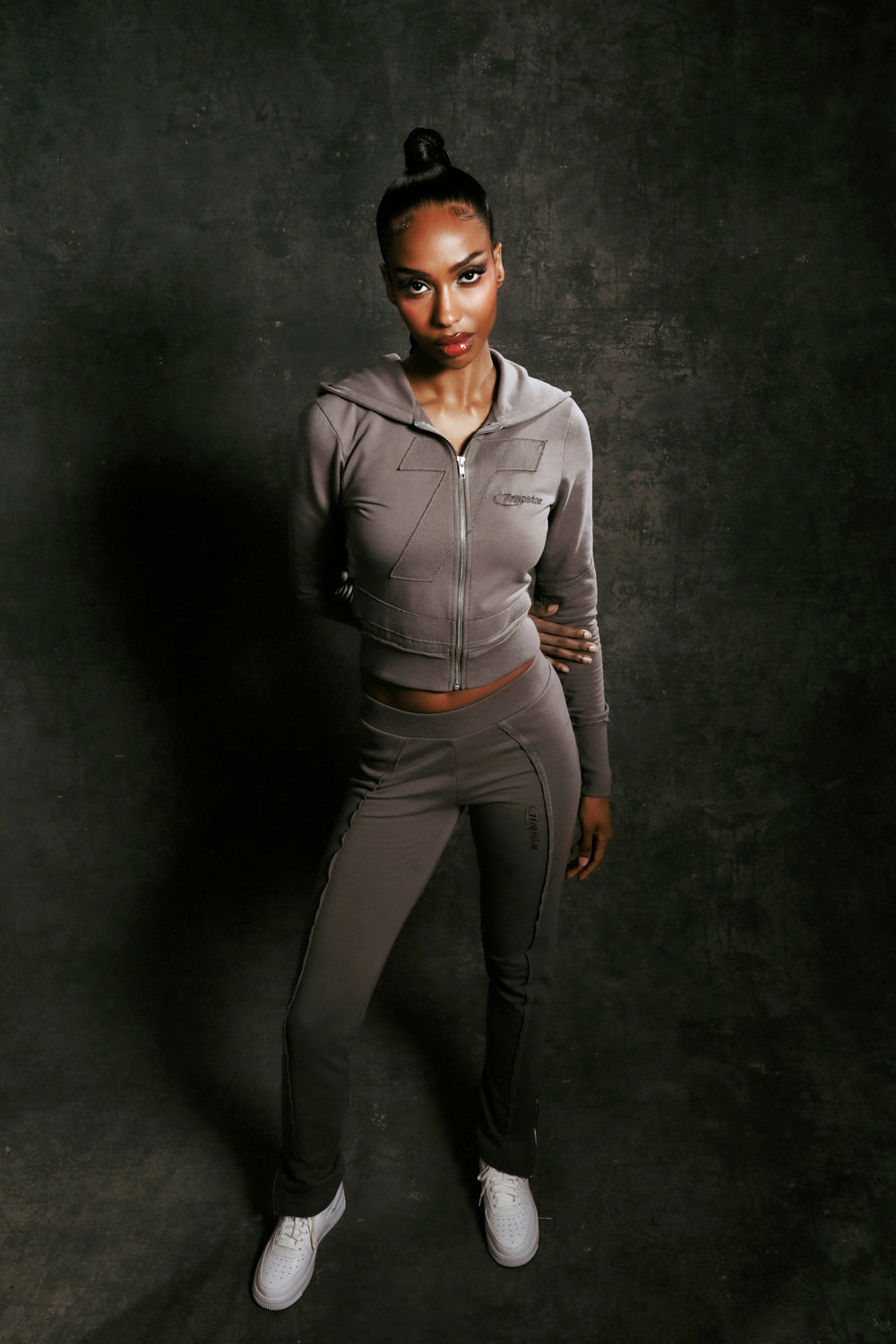 Grey Women's Trapstar Hyperdrive Rib Panel Track Tracksuits, Trapstar London | 0479OBSNP